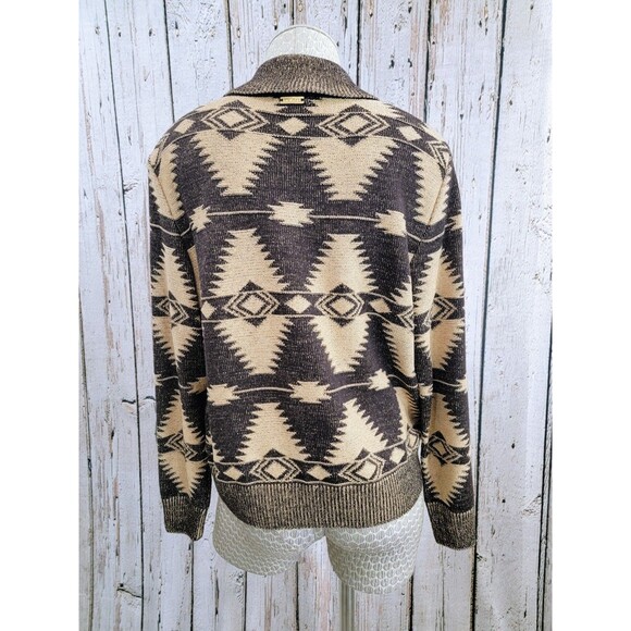 KSD Women's Medium St. John Aztec Pattern Knit Turtleneck Sweater Pullover Brown - Picture 9 of 15